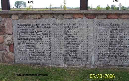 Ansicht der Kriegsgräberstätte Bartossen / poln. Bartosze /  dt. Bartendorf bei Elk (Lyck) 1. WK
